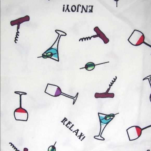 Nautica Flannel Loungewear Sleepwear Pjs Printed Cocktails Wine Martini - Picture 5 of 6